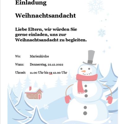 "Einladung zur Weihnachtsandacht - Kita Ellhornstraße"