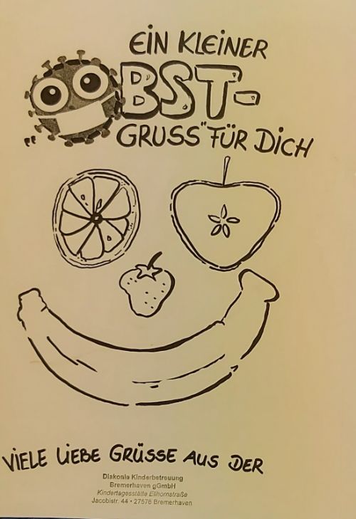 Obstgruß-Karte aus der Kita Ellhornstraße