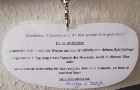 Patensystem als Ergebnis der Studientage der Kita Wichernhaus